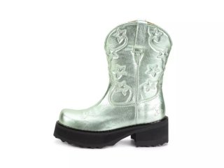 John Fluevog Ankle Cowboy - Mint | Platform Ankle Cowboy Boots  John Fluevog Ankle Cowboy - Mint | Platform Ankle Cowboy Boots