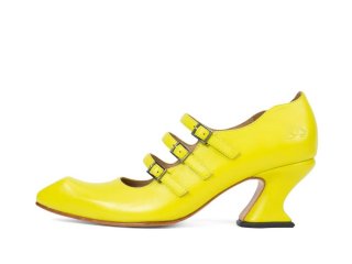 John Fluevog Bach - Neon Yellow | Triple-Strap Mary Jane Heels  John Fluevog Bach - Neon Yellow | Triple-Strap Mary Jane Heels