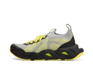 John Fluevog Velocity Prism - Grey/Neon Yellow | Breathable Knit Sneakers  John Fluevog Velocity Prism - Grey/Neon Yellow | Breathable Knit Sneakers